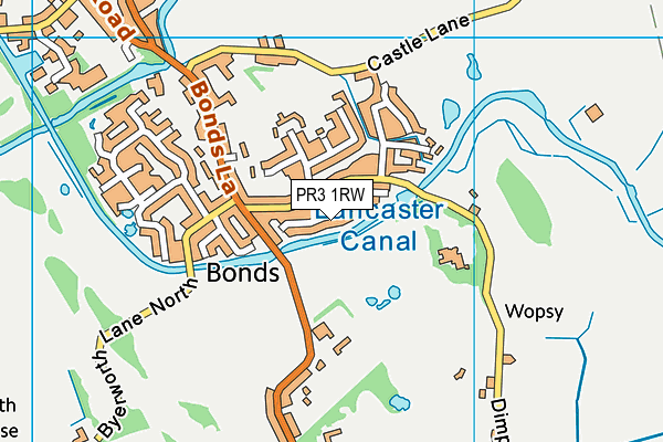 PR3 1RW map - OS VectorMap District (Ordnance Survey)