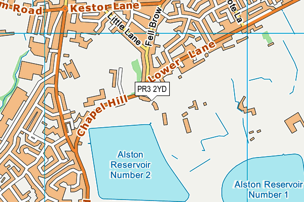 PR3 2YD map - OS VectorMap District (Ordnance Survey)
