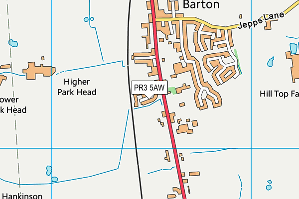 PR3 5AW map - OS VectorMap District (Ordnance Survey)