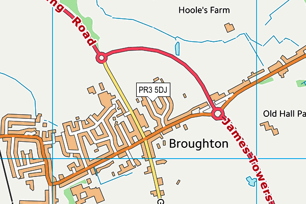 PR3 5DJ map - OS VectorMap District (Ordnance Survey)