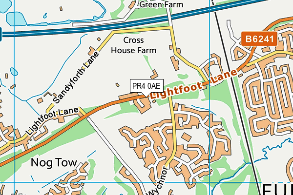 Fulwood Amateurs Afc map (PR4 0AE) - OS VectorMap District (Ordnance Survey)