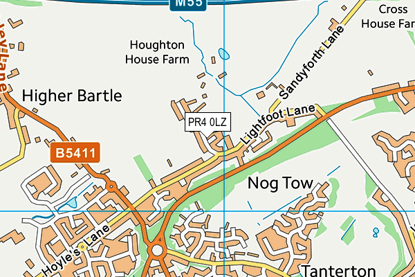 PR4 0LZ map - OS VectorMap District (Ordnance Survey)