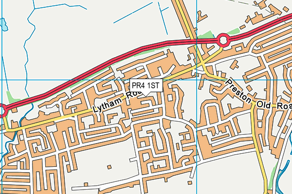 PR4 1ST map - OS VectorMap District (Ordnance Survey)