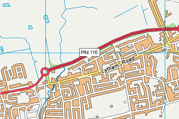 PR4 1YE map - OS VectorMap District (Ordnance Survey)