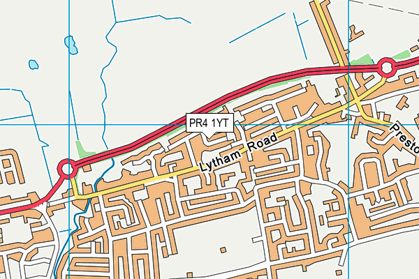 PR4 1YT map - OS VectorMap District (Ordnance Survey)