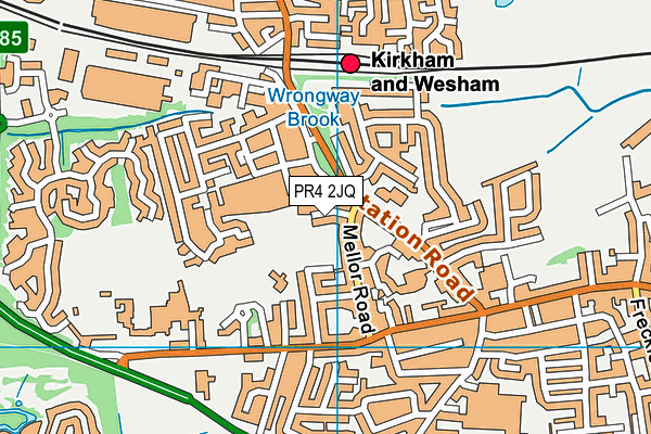 Kirkham And Wesham Cricket Club map (PR4 2JQ) - OS VectorMap District (Ordnance Survey)