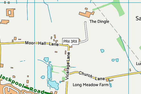 Newton With Clifton Village Hall Field map (PR4 3RX) - OS VectorMap District (Ordnance Survey)
