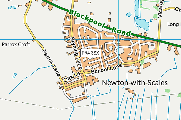 PR4 3SX map - OS VectorMap District (Ordnance Survey)