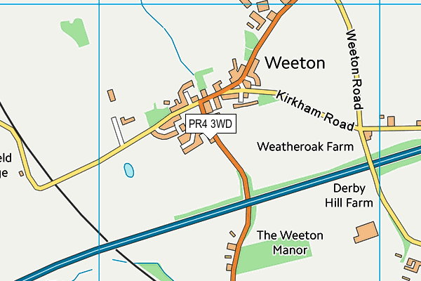 PR4 3WD map - OS VectorMap District (Ordnance Survey)