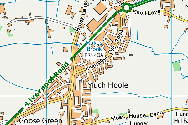 Hoole Village Memorial Hall map (PR4 4QA) - OS VectorMap District (Ordnance Survey)