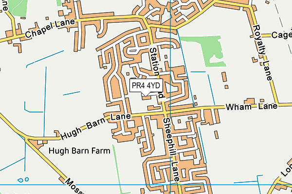 PR4 4YD map - OS VectorMap District (Ordnance Survey)