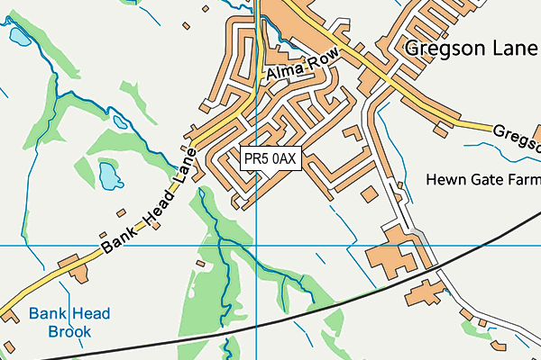 PR5 0AX map - OS VectorMap District (Ordnance Survey)