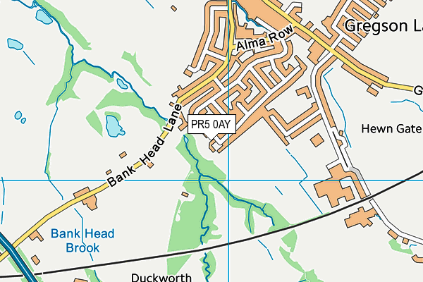 PR5 0AY map - OS VectorMap District (Ordnance Survey)