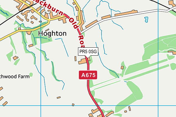 Hoghton Cricket Club map (PR5 0SG) - OS VectorMap District (Ordnance Survey)