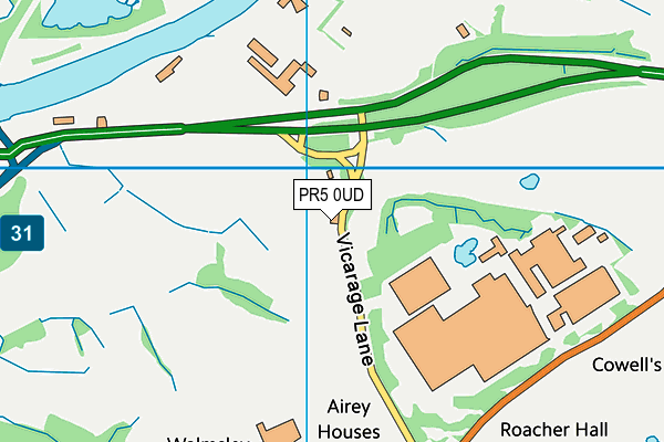 PR5 0UD map - OS VectorMap District (Ordnance Survey)