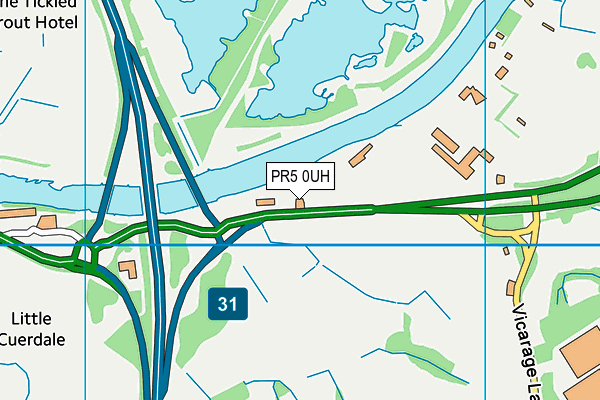 PR5 0UH map - OS VectorMap District (Ordnance Survey)