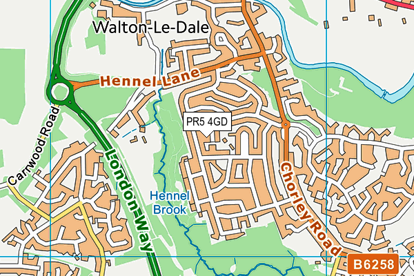 PR5 4GD map - OS VectorMap District (Ordnance Survey)
