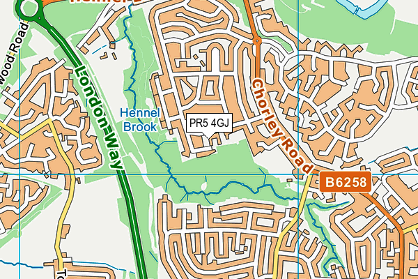 PR5 4GJ map - OS VectorMap District (Ordnance Survey)