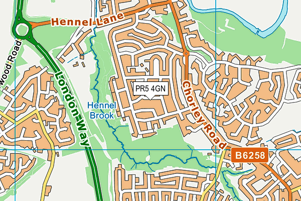 PR5 4GN map - OS VectorMap District (Ordnance Survey)