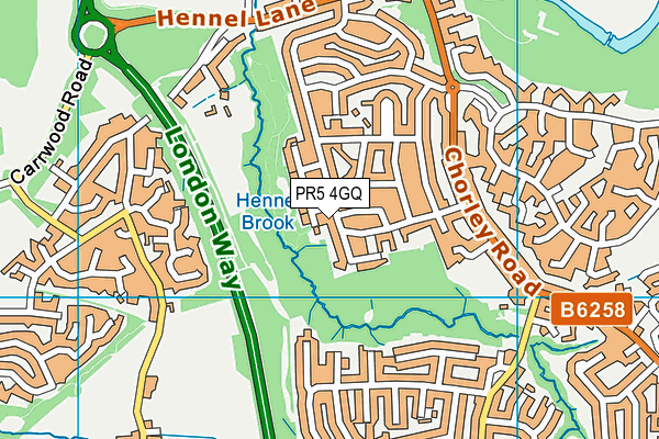 PR5 4GQ map - OS VectorMap District (Ordnance Survey)