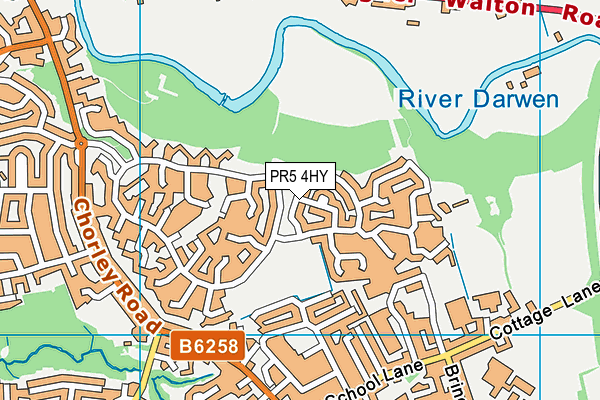 PR5 4HY map - OS VectorMap District (Ordnance Survey)