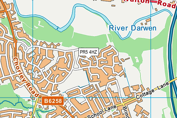 PR5 4HZ map - OS VectorMap District (Ordnance Survey)