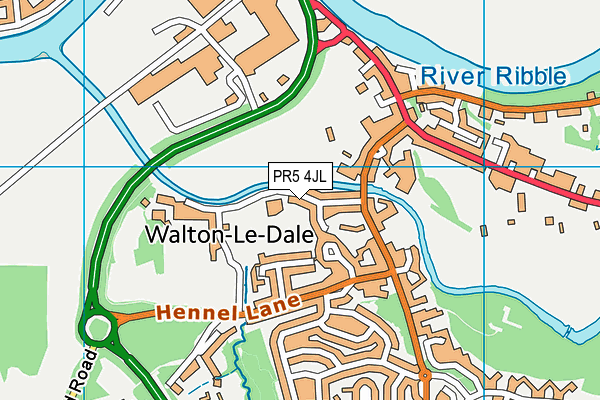 Walton-le-Dale, St Leonard's Church of England Primary School map (PR5 4JL) - OS VectorMap District (Ordnance Survey)