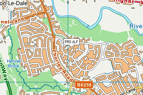 PR5 4LF map - OS VectorMap District (Ordnance Survey)