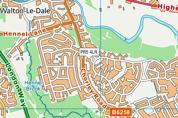 PR5 4LR map - OS VectorMap District (Ordnance Survey)