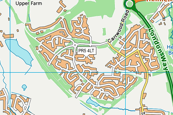 PR5 4LT map - OS VectorMap District (Ordnance Survey)
