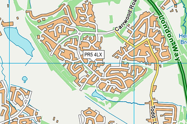 PR5 4LX map - OS VectorMap District (Ordnance Survey)