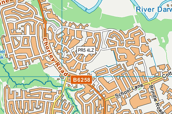 PR5 4LZ map - OS VectorMap District (Ordnance Survey)