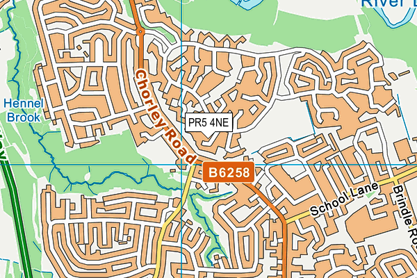 PR5 4NE map - OS VectorMap District (Ordnance Survey)