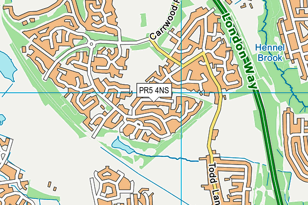 PR5 4NS map - OS VectorMap District (Ordnance Survey)