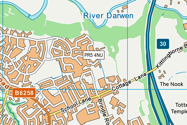 PR5 4NU map - OS VectorMap District (Ordnance Survey)