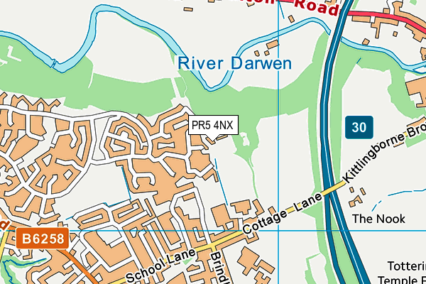 PR5 4NX map - OS VectorMap District (Ordnance Survey)