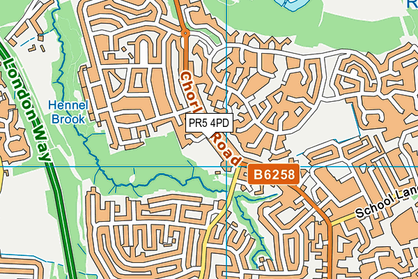 PR5 4PD map - OS VectorMap District (Ordnance Survey)