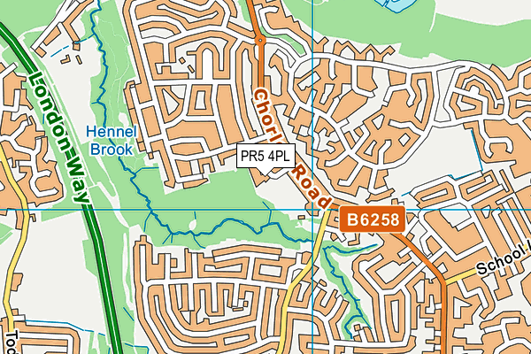 PR5 4PL map - OS VectorMap District (Ordnance Survey)