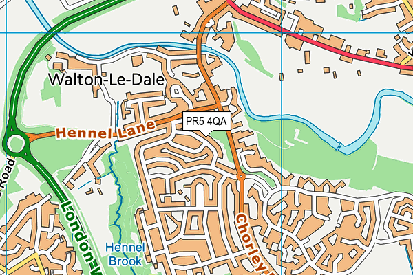 PR5 4QA map - OS VectorMap District (Ordnance Survey)