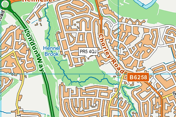 PR5 4QJ map - OS VectorMap District (Ordnance Survey)