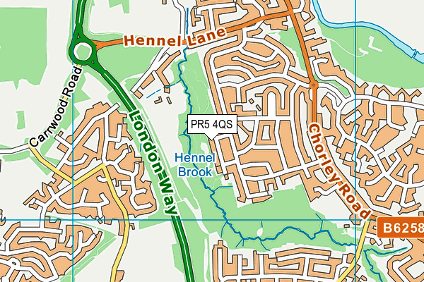 PR5 4QS map - OS VectorMap District (Ordnance Survey)