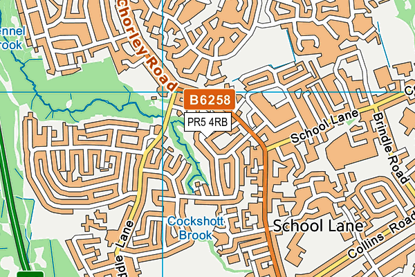 PR5 4RB map - OS VectorMap District (Ordnance Survey)