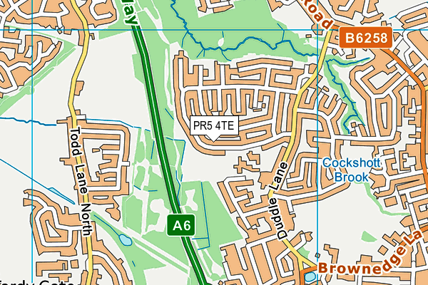 PR5 4TE map - OS VectorMap District (Ordnance Survey)