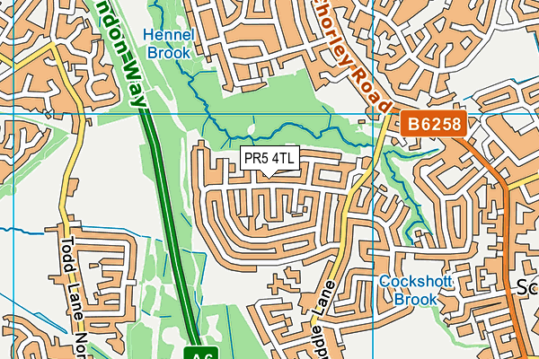 PR5 4TL map - OS VectorMap District (Ordnance Survey)