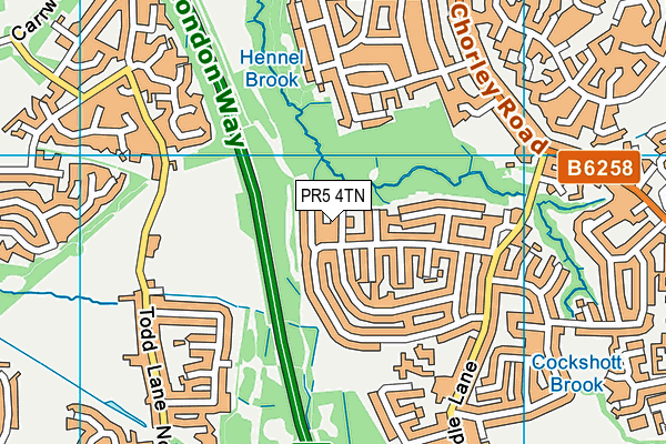 PR5 4TN map - OS VectorMap District (Ordnance Survey)