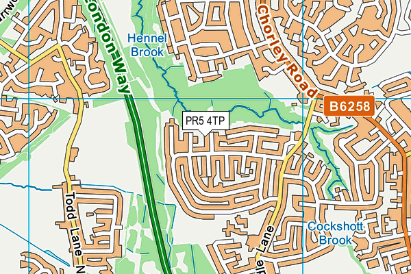 PR5 4TP map - OS VectorMap District (Ordnance Survey)