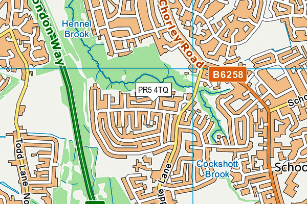 PR5 4TQ map - OS VectorMap District (Ordnance Survey)