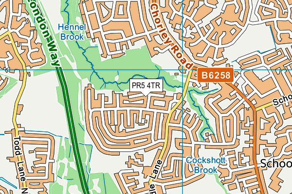 PR5 4TR map - OS VectorMap District (Ordnance Survey)
