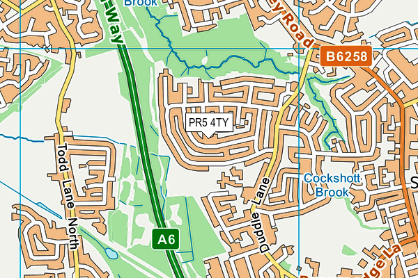PR5 4TY map - OS VectorMap District (Ordnance Survey)