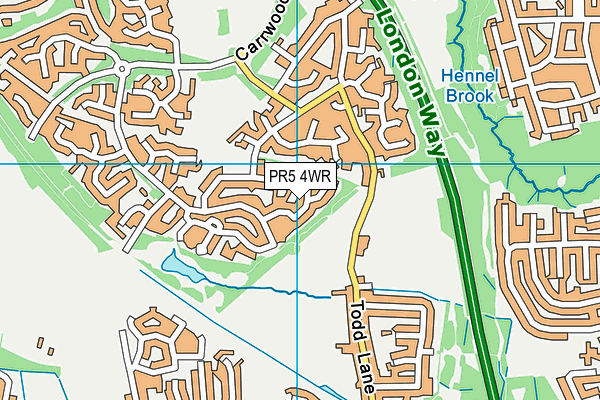 PR5 4WR map - OS VectorMap District (Ordnance Survey)